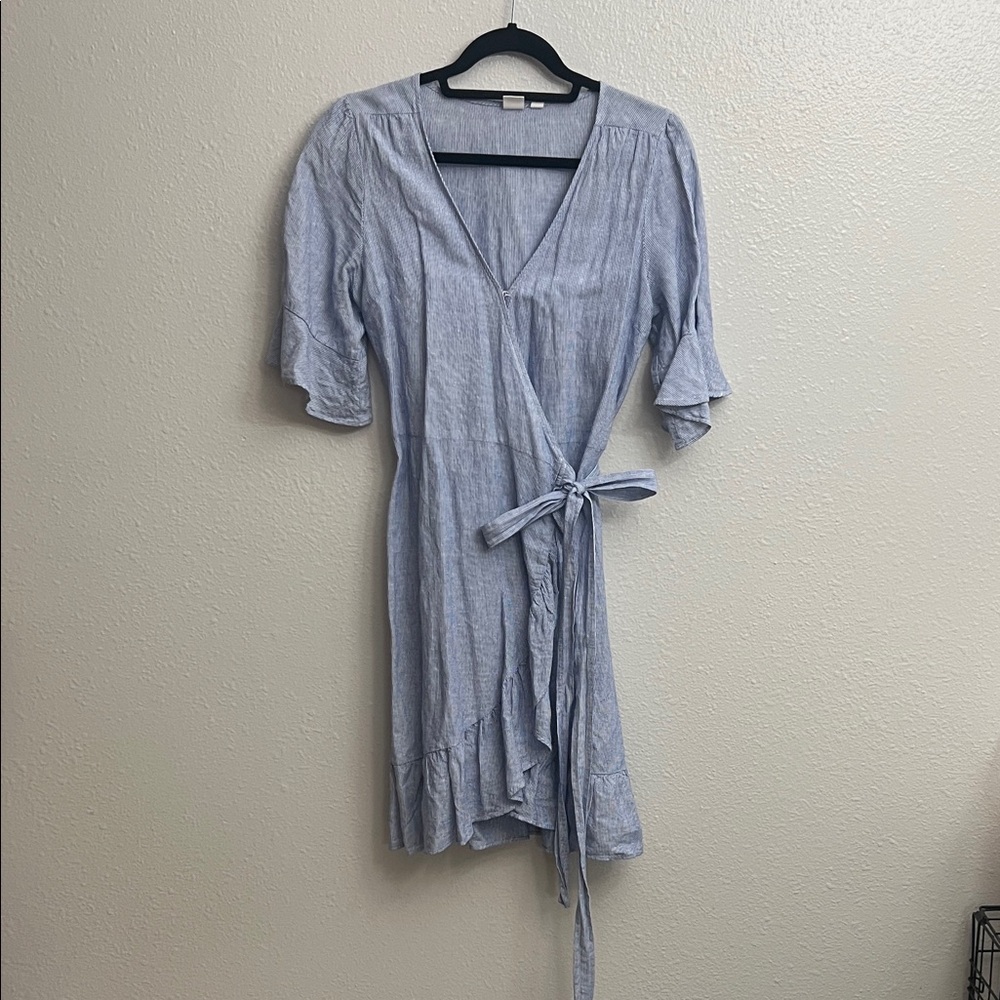 GAP Soft Blue Midi Wrap Dress